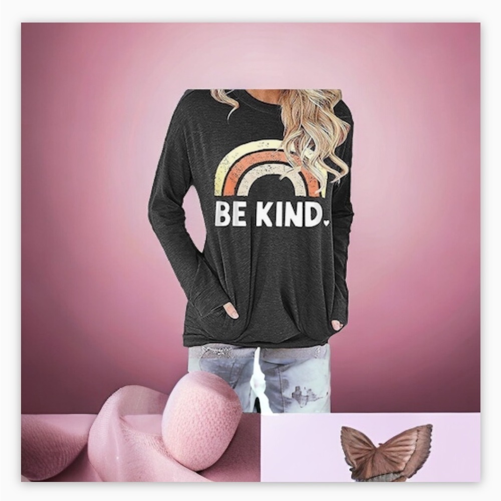 FuyxxmerBe Kind rainbow Sweatshirt with Pockets-like newSz M-L☀️Lake life!​​ - Picture 12 of 14